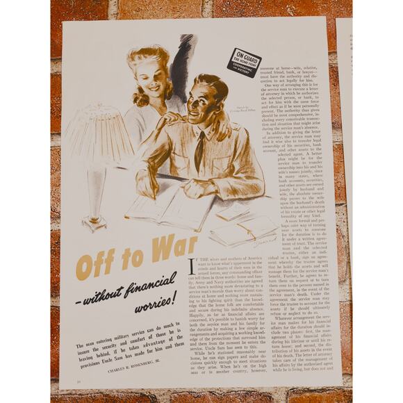 1942 Vintage Print Article - "Off to War - Without Financial Worries!" WWII Era - Picture 5 of 8